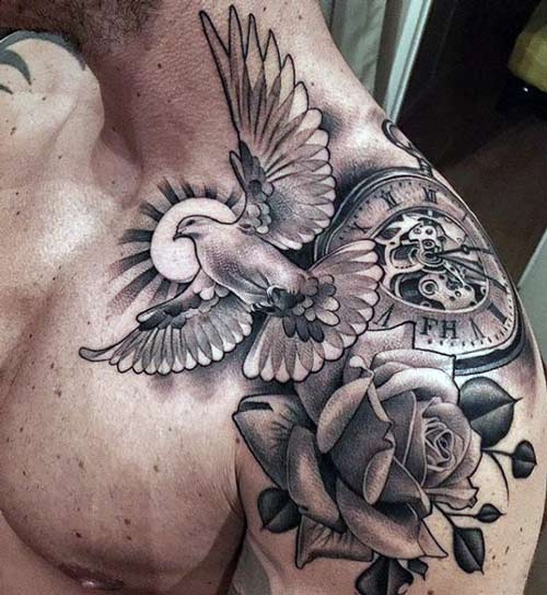 hình xăm đồng hồ hoa hồng đẹp