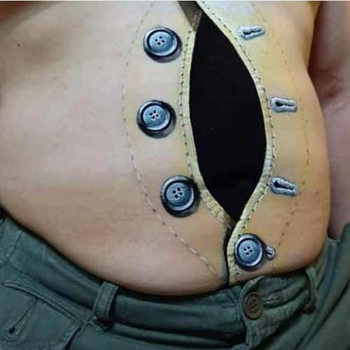 hình xăm bông hoa ở bụng 