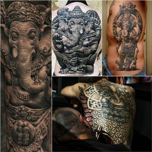 hình xăm voi ở đầu gối
