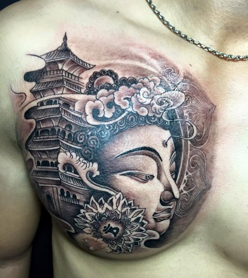 hình xăm phật kín lưng 
