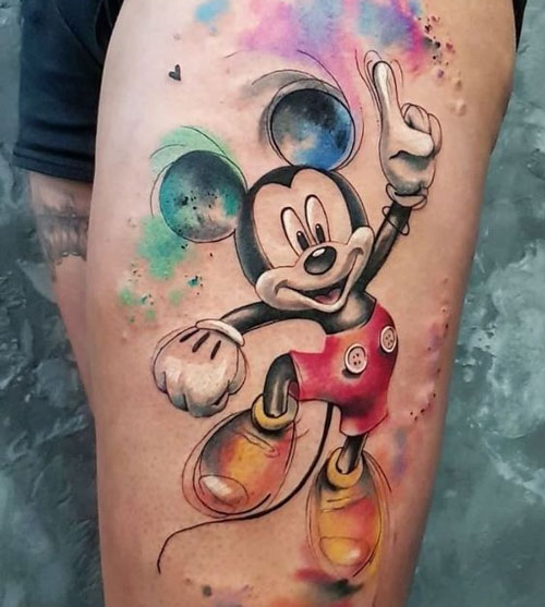 hình xăm chuột mickey sắc màu