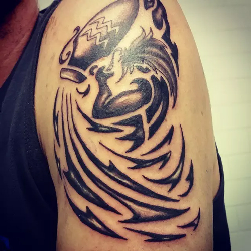 Tattoo Aquarius cho nam giới với đường nét mạnh mẽ cung bảo bình 2019